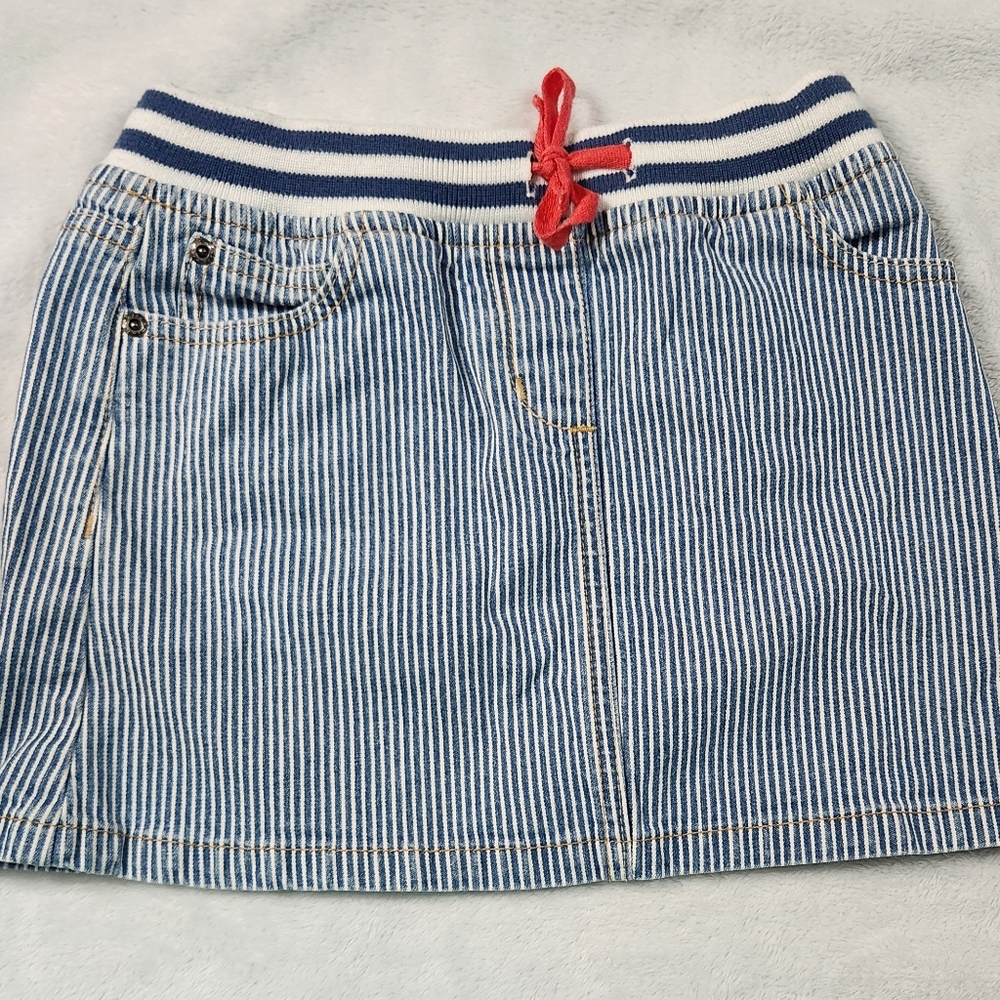 Mini Boden Blue and White Striped Skirt  Size 7-8